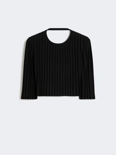 Max Mara Stretch Viscose Crop Top In Black