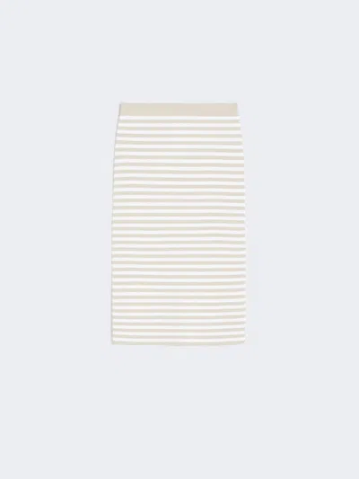 Max Mara Stretch Viscose Yarn Sheath Skirt In White