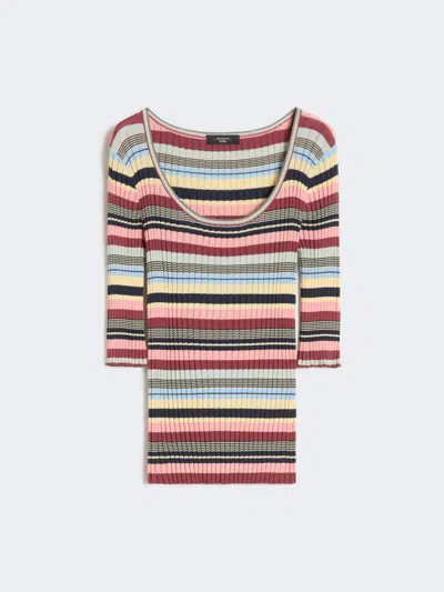 Max Mara Stretch Viscose Yarn Sweater In Multi