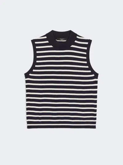 Max Mara Stretch Viscose Yarn Top In Black