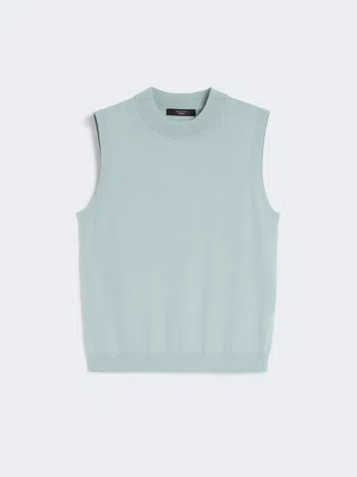 Max Mara Stretch Viscose Yarn Top In Blue