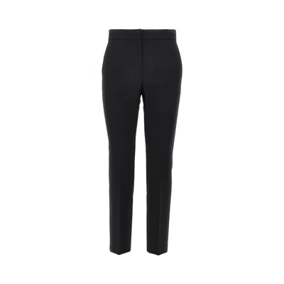 Max Mara Stretch Wool Canvas Cropped Pants In Black