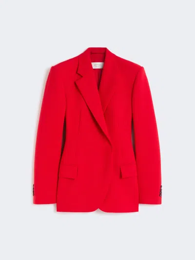 Max Mara Stretch-wool Double-breasted Blazer In Red