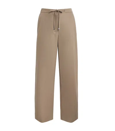 Max Mara Stretch-wool Drawstring Trousers In Brown