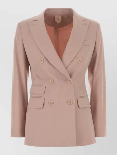 Max Mara Stretch Wool Egrege Blazer Notch Lapels In Pink