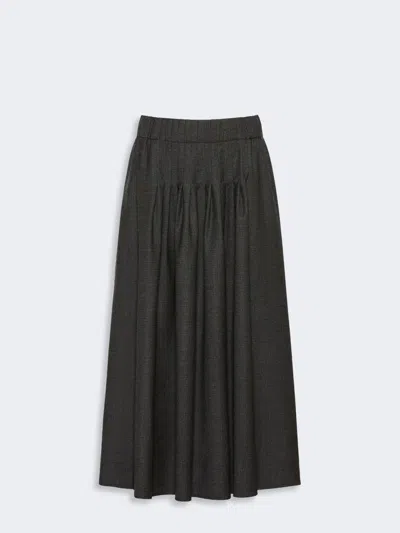 Max Mara Stretch Wool Flannel Skirt In Black