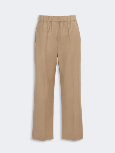 Max Mara Stretch Wool Flannel Trousers In Camel