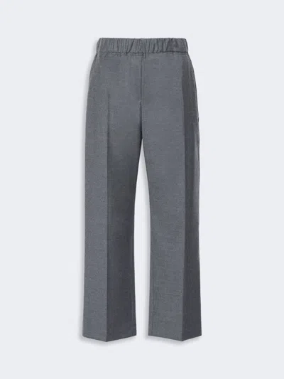 Max Mara Stretch Wool Flannel Trousers In Green