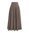 Max Mara High-waisted Pleated Wool Blend Skirt In Brown