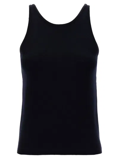 Max Mara Stretch Wool Knit Tank Top In Black