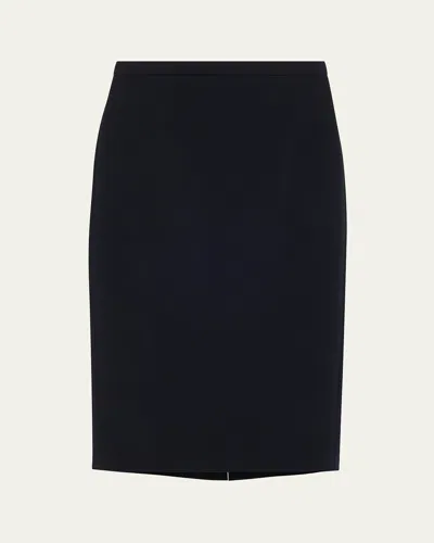 Max Mara Stretch Wool Midi Pencil Skirt In Blue