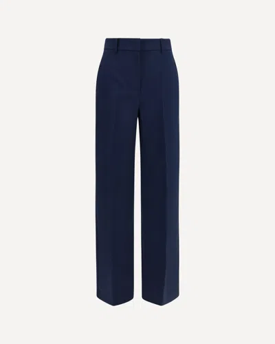 Max Mara Stretch Wool Palazzo Trousers In Blue