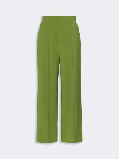 Max Mara Stretch Wool Palazzo Trousers In Green