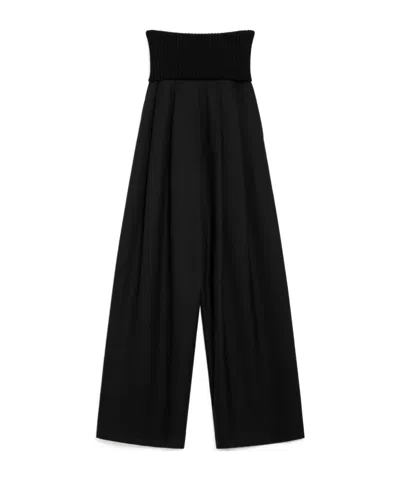Max Mara Stretch Wool Pants In Black