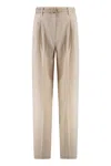 Max Mara Studio Stretch Wool Pants In Neutral