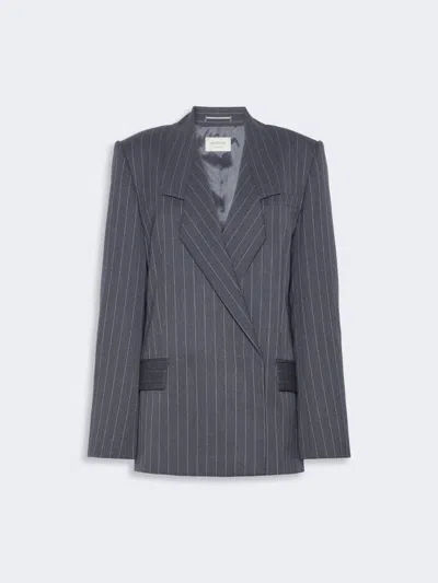 Max Mara Stretch Wool Tailored Blazer In Gray