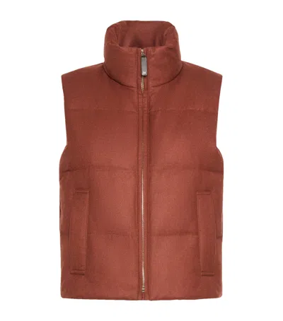 Max Mara Stretch-cashmere Down Gilet In Brown