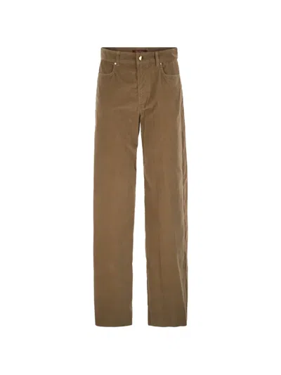 Max Mara Stretch-corduroy Straight-leg Trousers In Brown