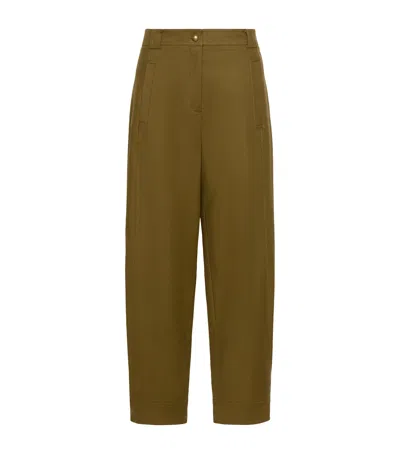 Max Mara Stretch-cotton Barrel Trousers In Brown