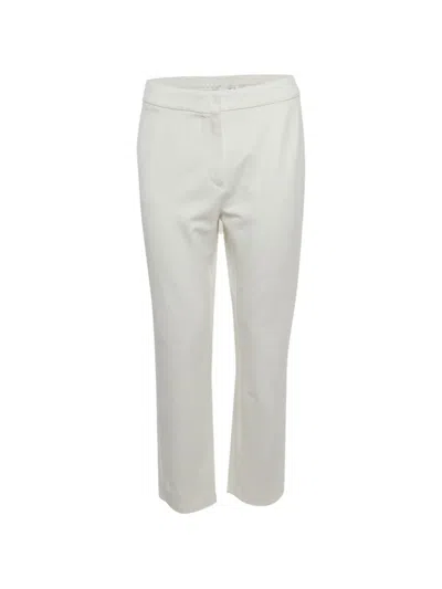 Pre-owned Max Mara Stretch-knit Straight-fit Trousers In White