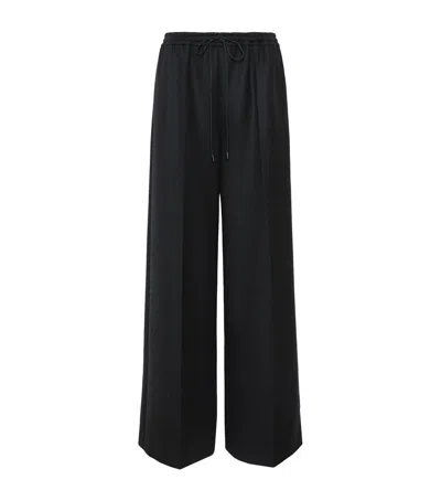 Max Mara Stretch-virgin Wool Drawstring Trousers In Gray