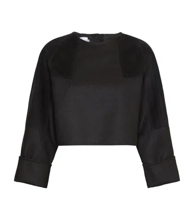 Max Mara Stretch-virgin Wool Top In Black