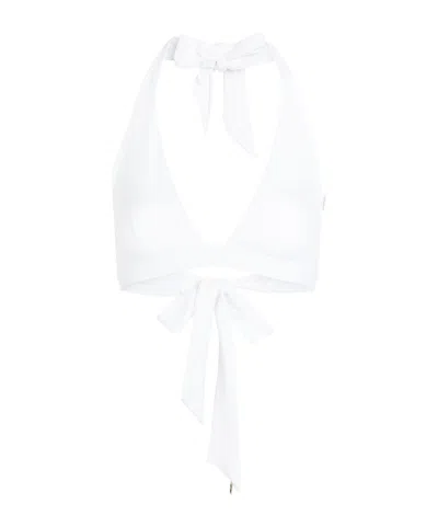 Max Mara Stretchy Bikini Top In White