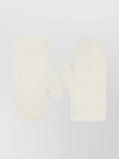Max Mara String Attached Faux Fur Mittens In Neutral