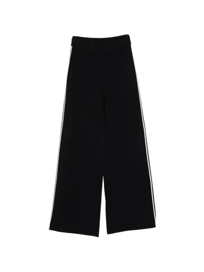 Max Mara Stripe-detail Palazzo Pants In Black