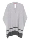Max Mara Stripe-detail V-neck Cape In Gray