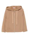 Max Mara Stripe-detail Zip-up Hoodie In Brown