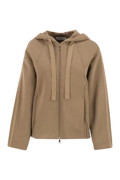 Max Mara Stripe-detail Zip-up Hoodie In Brown