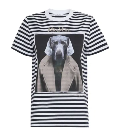 Max Mara Stripe Dog Print T-shirt In Black