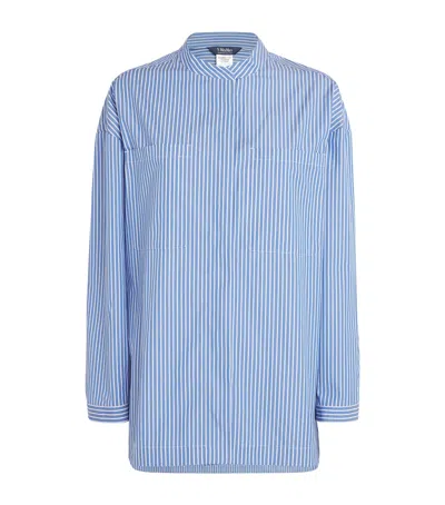 Max Mara Stripe Mandarin-collar Shirt In Light Blue
