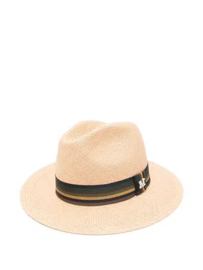 Max Mara Striped-band Fedora Hat In Nude