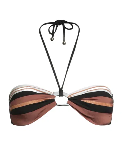 Max Mara Striped Bandeau Bikini In Multi