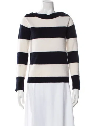 Pre-owned Max Mara Striped Bateau Neckline Sweater In Black