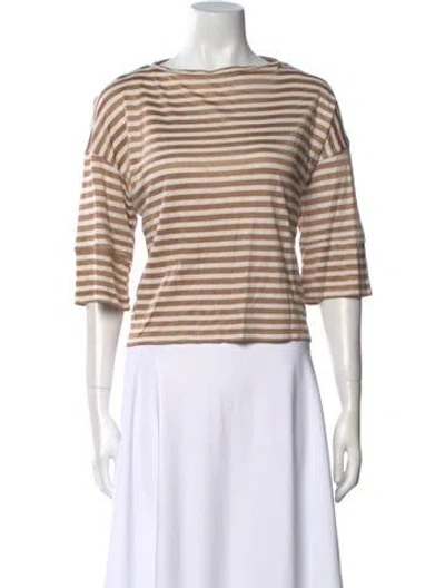 Pre-owned Max Mara Striped Bateau Neckline Sweater In Neutral