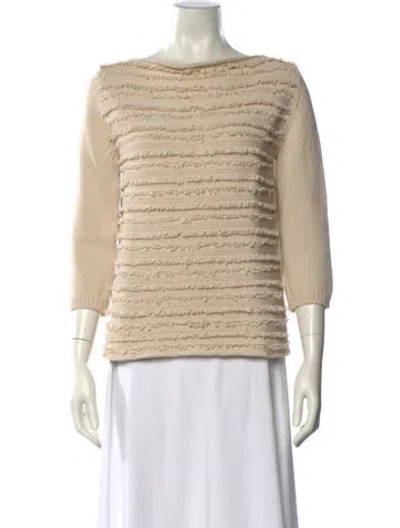 Pre-owned Max Mara Striped Bateau Neckline Sweater In Neutral