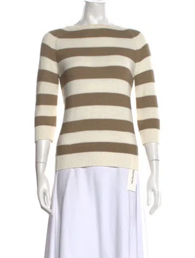 Pre-owned Max Mara Striped Bateau Neckline Sweater In Neutrals