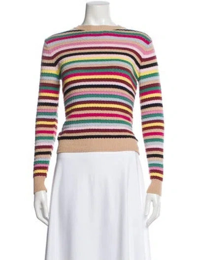 Pre-owned Max Mara Striped Bateau Neckline Sweater W/ Tags In Pink