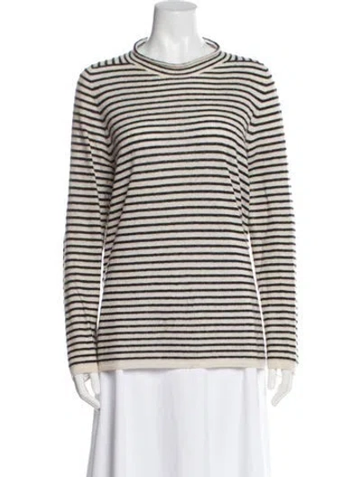 Pre-owned Max Mara Striped Bateau Neckline Sweater In White