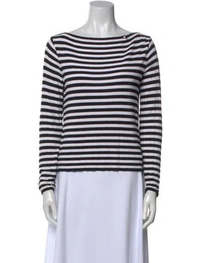 Pre-owned Max Mara Striped Bateau Neckline Top In Multi
