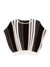 Max Mara Striped Batwing Top In Brown