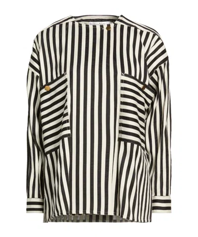 Max Mara Striped Blazer In Black