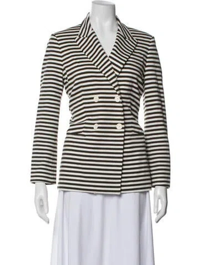 Pre-owned Max Mara Striped Blazer In Green