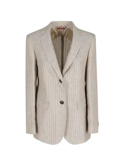 Max Mara Striped Blazer In Neutral