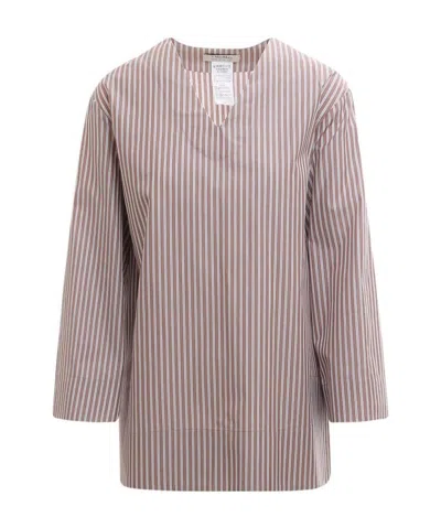 Max Mara Striped Blouse In Brown