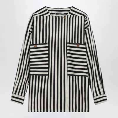 Max Mara Striped Blouse In Cotton And Silk In White