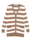 Max Mara Striped Cardigan In Brown